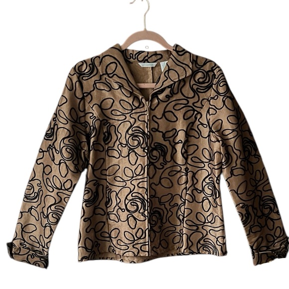 Laura Ashley Jacket Coppery gold with black soutache embroidery. Sz.M - Picture 2 of 4
